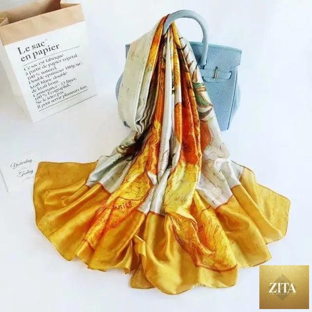 Stevvex women's silk scarf featuring floral print, long size, perfect for autumn, winter, beach, casual wear, and spring accessories.