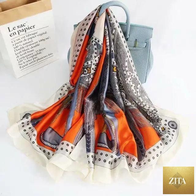 Stevvex women's silk scarf with floral print, ideal for autumn, winter, and beach wear, featuring long size shawl and headband styles