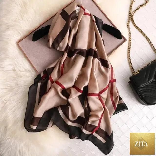 Stevvex women's silk scarf and shawl with floral print, versatile beach headband, casual wrap for autumn winter fashion.