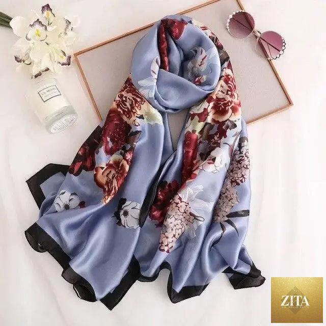 Stevvex women's autumn winter silk scarf with floral print, versatile shawl, headband, and beach wrap for casual spring wear.
