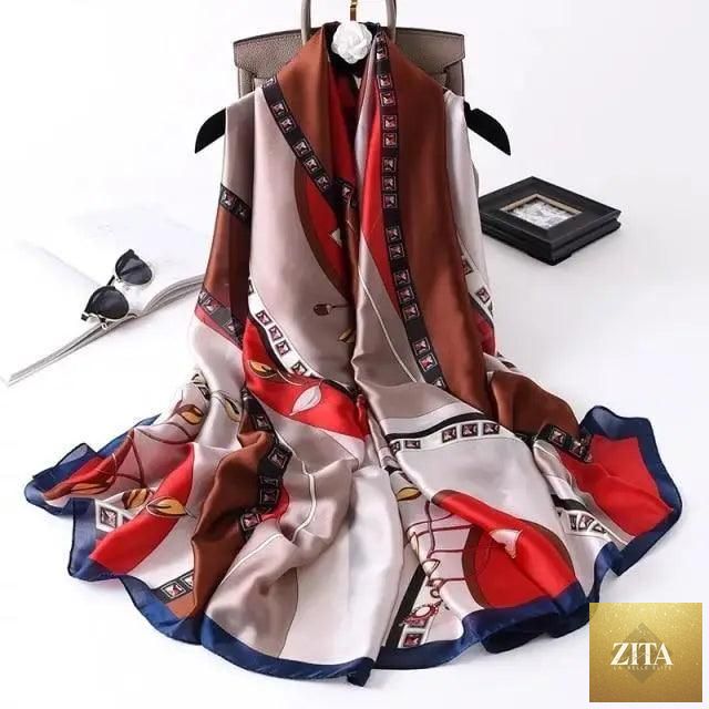 Stevvex women's autumn winter silk scarf with floral print, long size shawl, headband, and beach-friendly wrap for casual wear