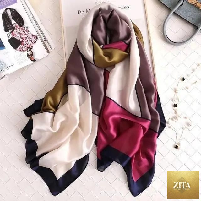 Stevvex women's silk scarf with floral print, long size shawl, headband, casual beach wear for autumn and winter seasons.