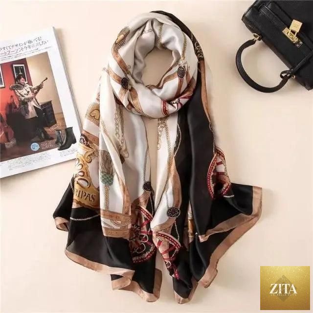 Stevvex women's silk scarf with floral print, long shawl, headband, and beach-friendly wrap for autumn and winter casual wear