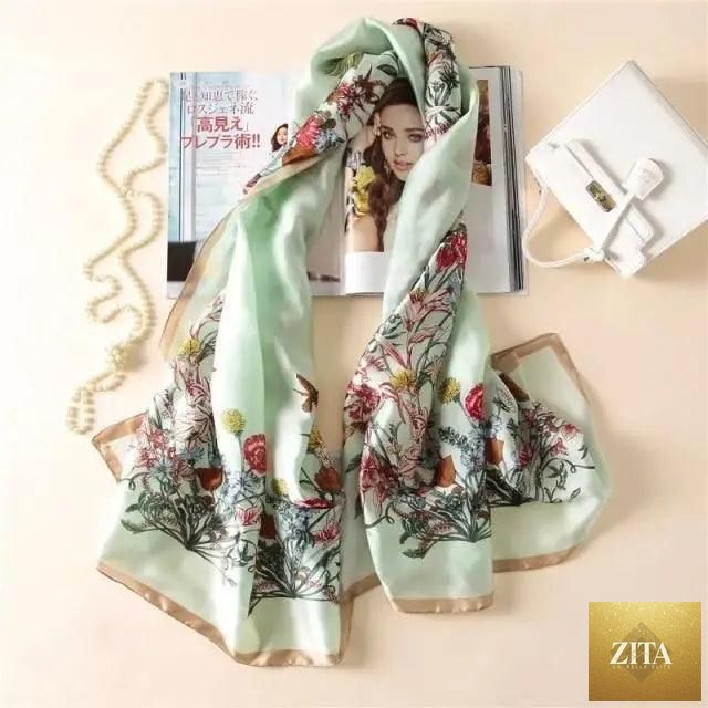 Stevvex women's silk scarf with floral print, versatile for autumn, winter, beach, and casual wear, long size shawl or headband.