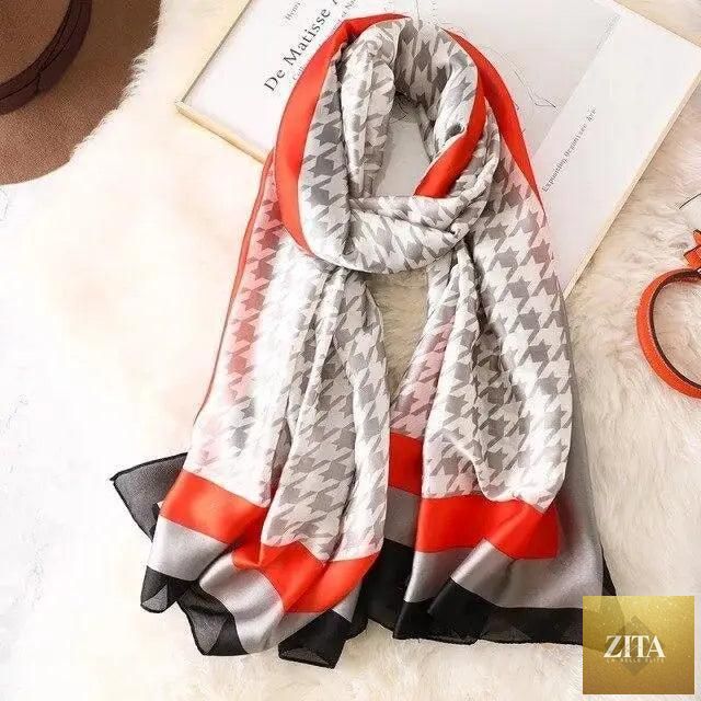 Stevvex women's silk scarf with floral print, long size shawl and beach headband, ideal for autumn winter casual wear.