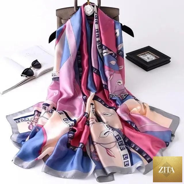 Stevvex women's silk scarf and headband with floral print, ideal for autumn, winter, spring, casual wear, beach, and shawl accessories.