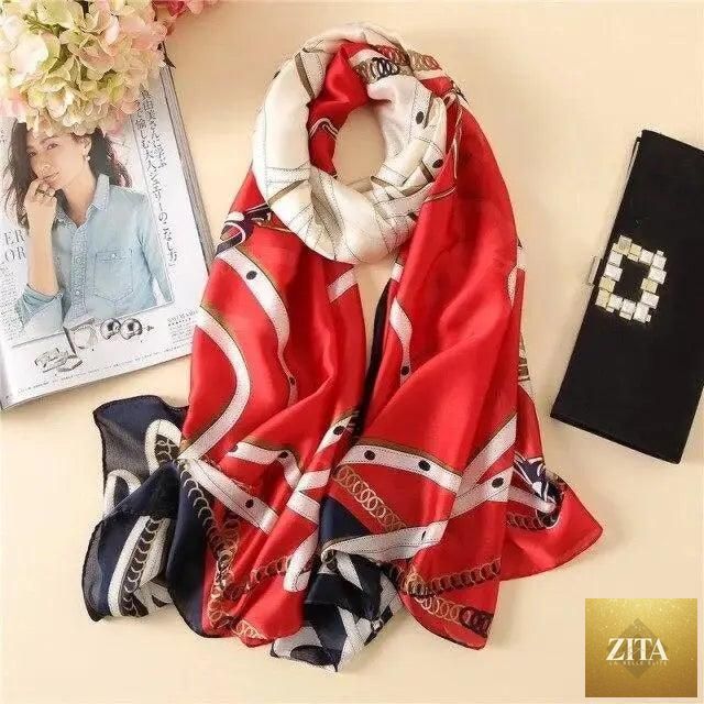 Stevvex women's silk scarf with floral print, long shawl, beach headband, casual wear, perfect for autumn and winter fashion.