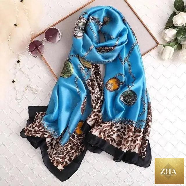 Stevvex women's silk scarf with floral print, long size shawl and headband, ideal for autumn, winter, and beach casual wear.