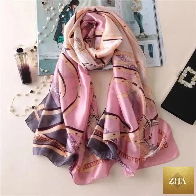 Stevvex women's silk scarf with floral print, long shawl, headband, and beach-friendly design for autumn and winter fashion.