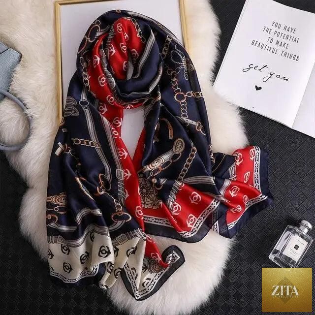 Stevvex women's silk scarf with floral print, long size beach shawl, headband, suitable for autumn, winter, and casual wear.