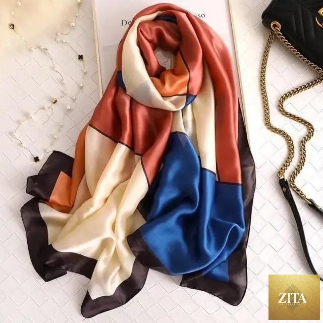 Stevvex women's silk scarf with floral print, long size shawl and headband, suitable for autumn, winter, and beach casual wear.