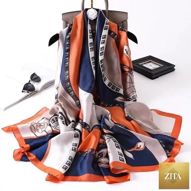 Stevvex women's silk scarf with floral print, long size, ideal for autumn, winter, beach, casual wear, headband, and shawl styling.