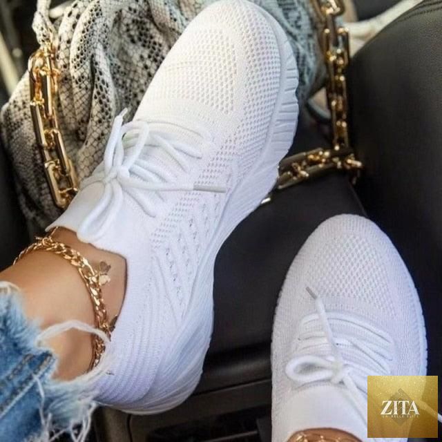 New Women Casual Shoes Sport Sneakers Lace Up Running Woman Red Platform Sneaker Vulcanized Mesh Trainers Running Lightweight Mesh Sneaker Fashion Athletic Walking Shoes For Workout