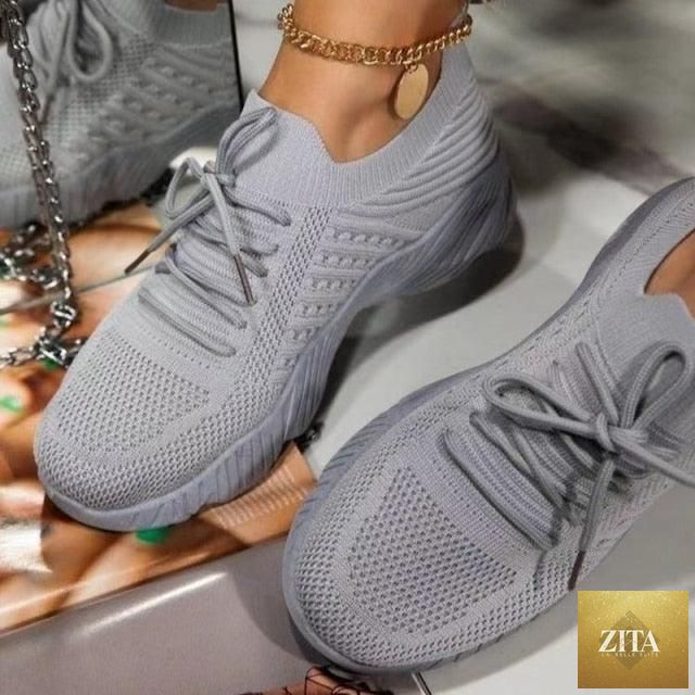 New Women Casual Shoes Sport Sneakers Lace Up Running Woman Red Platform Sneaker Vulcanized Mesh Trainers Running Lightweight Mesh Sneaker Fashion Athletic Walking Shoes For Workout