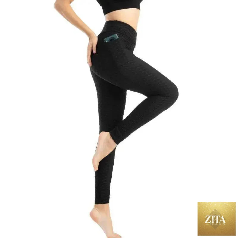 Stevvex women’s high waist push-up leggings with pockets, ideal for fitness, running, and gym workouts, black athletic pants.