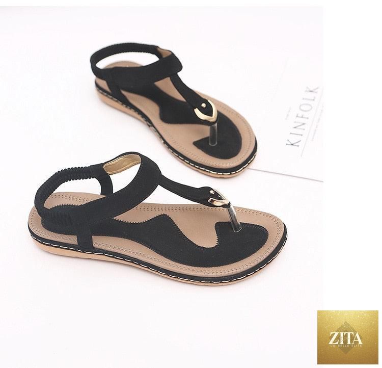 Stevvex women's flat heel summer flip flops with T-strap, elastic straps, soft sole, ideal for beach or casual wear.