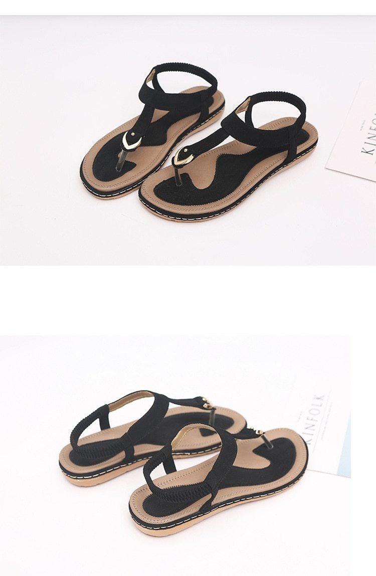 Stevvex women's flat-heel summer flip flops with T-strap, elastic ankle strap, soft sole, ideal for beach and casual wear.