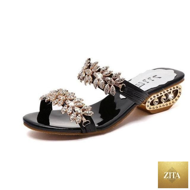 Women Stevvex beach sandals with rhinestones, flip flops, summer outdoor slippers, shining diamond accents, comfortable and stylish.