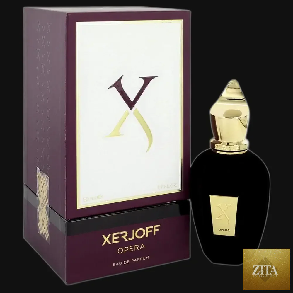 Unisex Opera perfume by Xerjoff in a 1.7 oz spray bottle, elegant glass container with a sleek design.