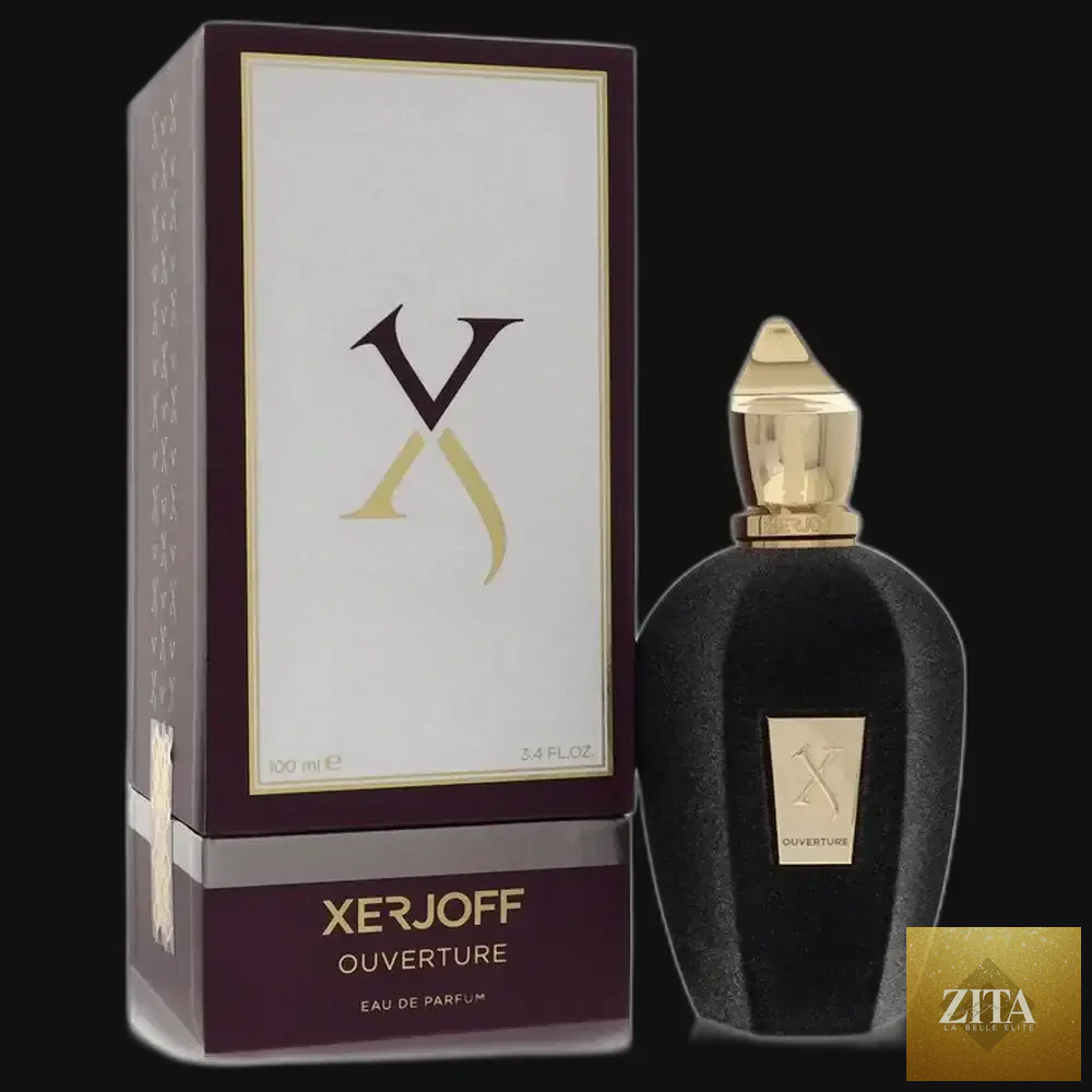 Unisex Ouverture by Xerjoff perfume spray in 3.4 oz bottle, elegant fragrance bottle with gold accents and clear glass.
