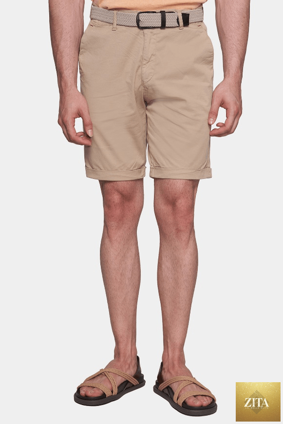 Cream summer shorts by Bright Moons, featuring a relaxed fit and lightweight fabric, perfect for warm weather.