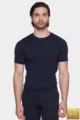 Dark navy Essential Shirt by Bright Moons, featuring a classic fit and smooth fabric, shown on a plain background.