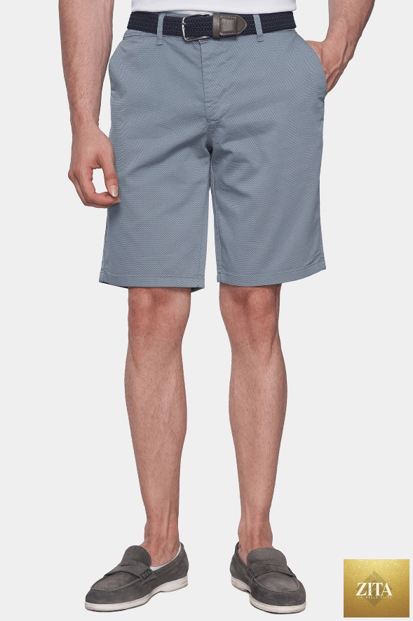 Battleship grey Bright Moons summer shorts displayed on a hanger with a casual fit and lightweight fabric for warm weather.