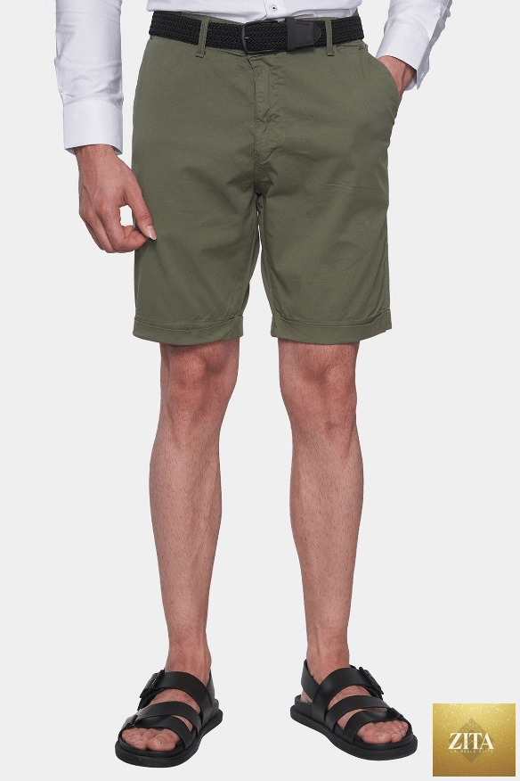 Olive summer shorts by Bright Moons, casual lightweight shorts with a relaxed fit, ideal for warm weather.
