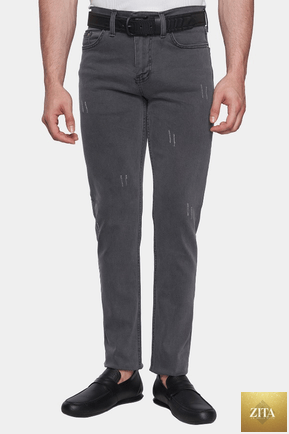 Bright Moons Classic Jeans in charcoal, showing the slim fit with pockets and stitching detail.