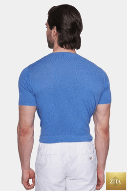 Bright Moons The Essential Shirt in classic blue, casual men's shirt with a button-up design and collar.