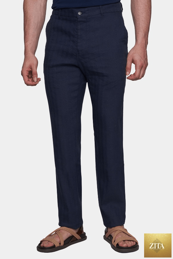 Black Bright Moons The Timeless Chino pants shown on a hanger with a close-up of fabric and tailored fit.