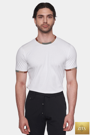 Bright Moons Essential Shirt in Atlas Stripe with a classic collared design and long sleeves, displayed on a hanger.