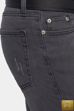 Bright Moons Classic Jeans in charcoal, showing slim-fit denim with five-pocket design and subtle fading for a casual look.