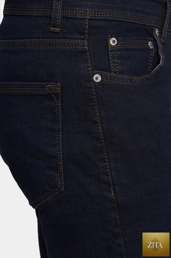 Black Classic Jean from Bright Moons featuring a slim fit, five-pocket design, and durable denim fabric.
