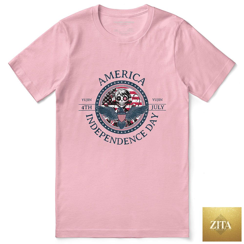 Dark pink 4th July Independence Day T-shirt by Zita La Belle Elite, featuring patriotic graphics and casual fit.