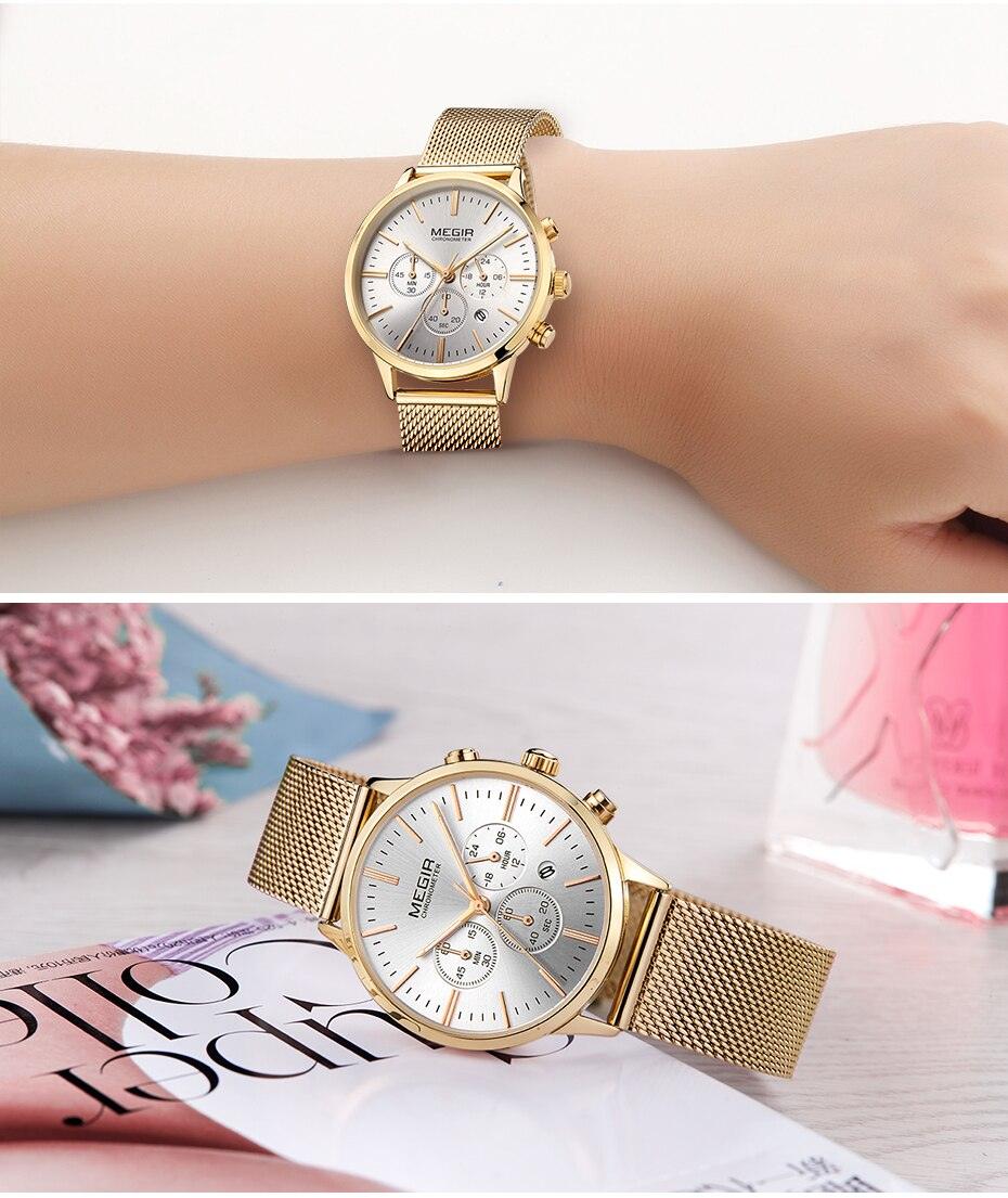 Stevvex women's luxury gold quartz wristwatch with round face, waterproof sport style, perfect for elegant or casual wear.