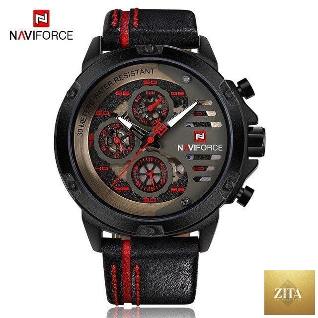 Stevvex men's waterproof sports watch with chronometers, leather belt, multifunction design, perfect for active wear.