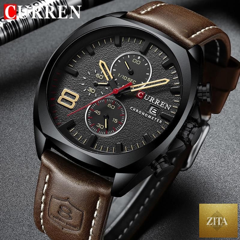 Stevvex men's retro square-round waterproof watch with leather strap, chronometers, and classic design.