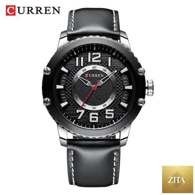 Men's waterproof sport watch by Stevvex with leather belt and large number details, featuring a unique design perfect for active wear.
