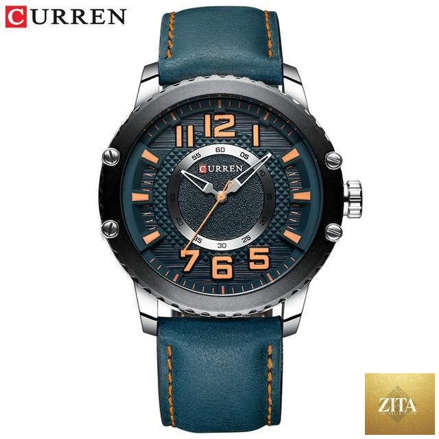 Men's waterproof sport watch by Stevvex with leather belts and large number details, featuring a unique design for active wear.