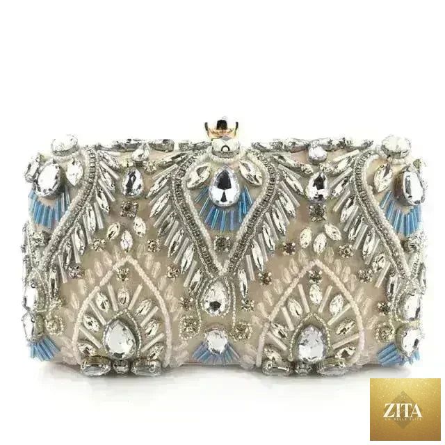 Femstylo diamond rhinestone clutch handbag with a luxury evening minaudière design, featuring sparkling embellishments and elegant style.