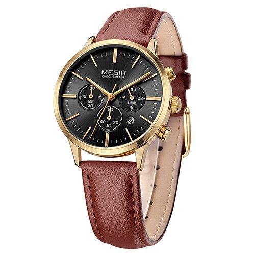 Stevvex black luxury women's quartz wrist watch with stainless steel strap, featuring a multifunctional and stylish business design.