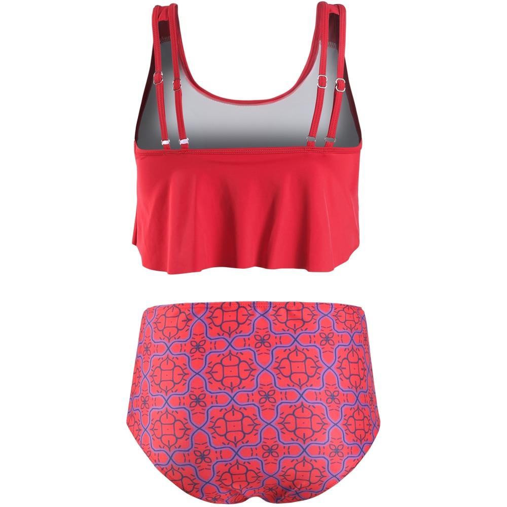 Women High Waist Bikini Plus Size Swimwear Summer Swimsuit Beach Bathing Suit Ruffle Bikini Floral Printed Ruffle High Waist Bikini Set Women's Tummy Control Bathing Suit Swimsuit Flounce Peplum