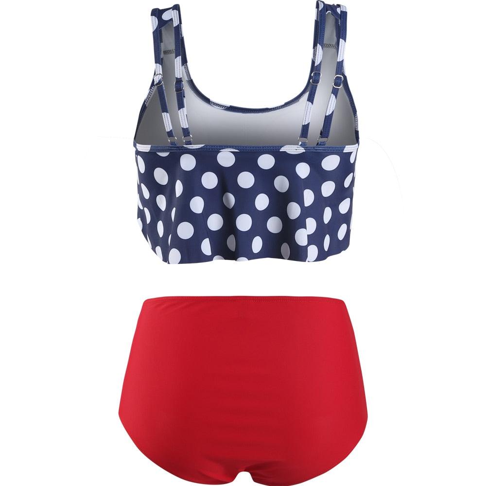 Women High Waist Bikini Plus Size Swimwear Summer Swimsuit Beach Bathing Suit Ruffle Bikini Floral Printed Ruffle High Waist Bikini Set Women's Tummy Control Bathing Suit Swimsuit Flounce Peplum