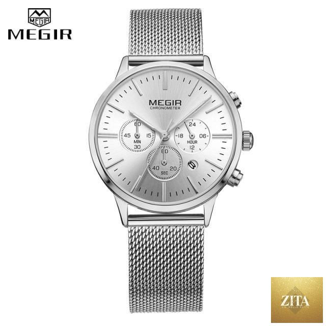Gold women's luxury quartz sport wrist watch with waterproof round design, elegant gold finish, perfect for stylish, active wear.