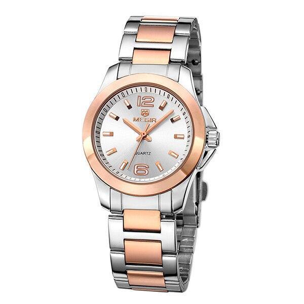 Stevvex luxury gold rose women’s waterproof analog wristwatch with elegant modern design and stylish details.