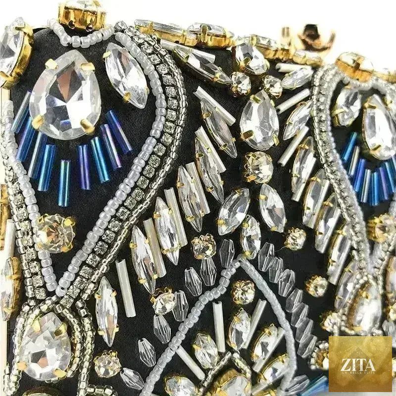 Femstylo diamond rhinestone clutch handbag with a sparkling evening minaudière design, perfect for special occasions.