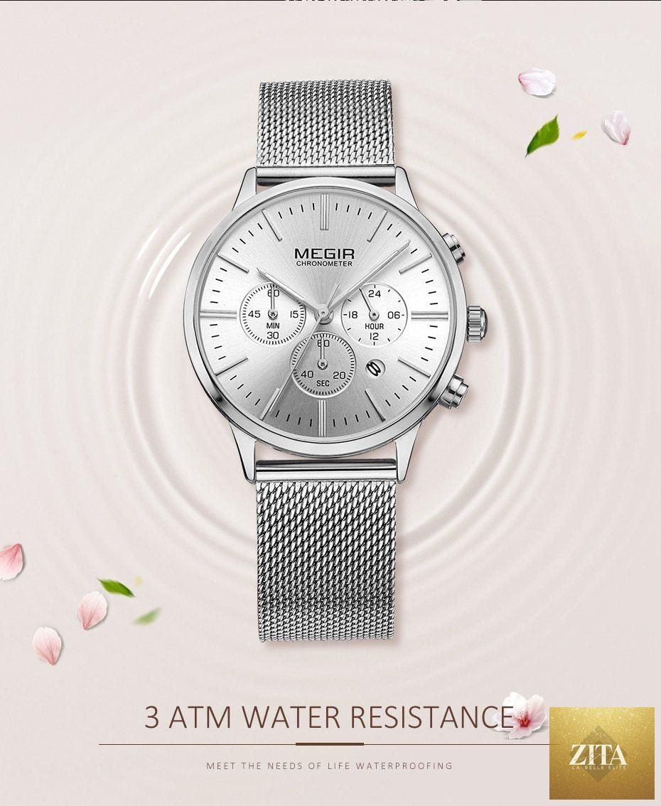 Black luxury women's fashion watch by Stevvex with a stainless steel strap, quartz movement, and elegant business style design.