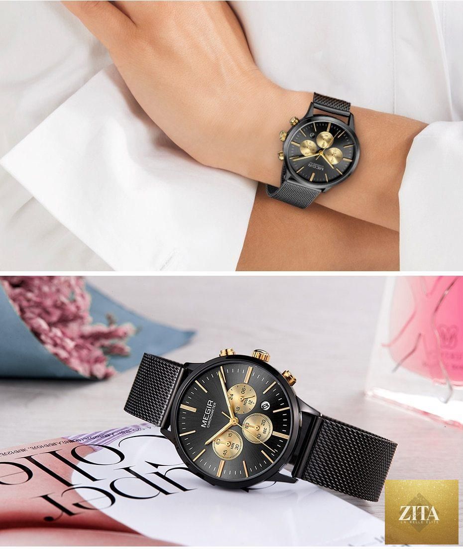 Luxury Stevvex women's black quartz wristwatch with stainless steel strap, stylish fashion accessory for business and formal wear.