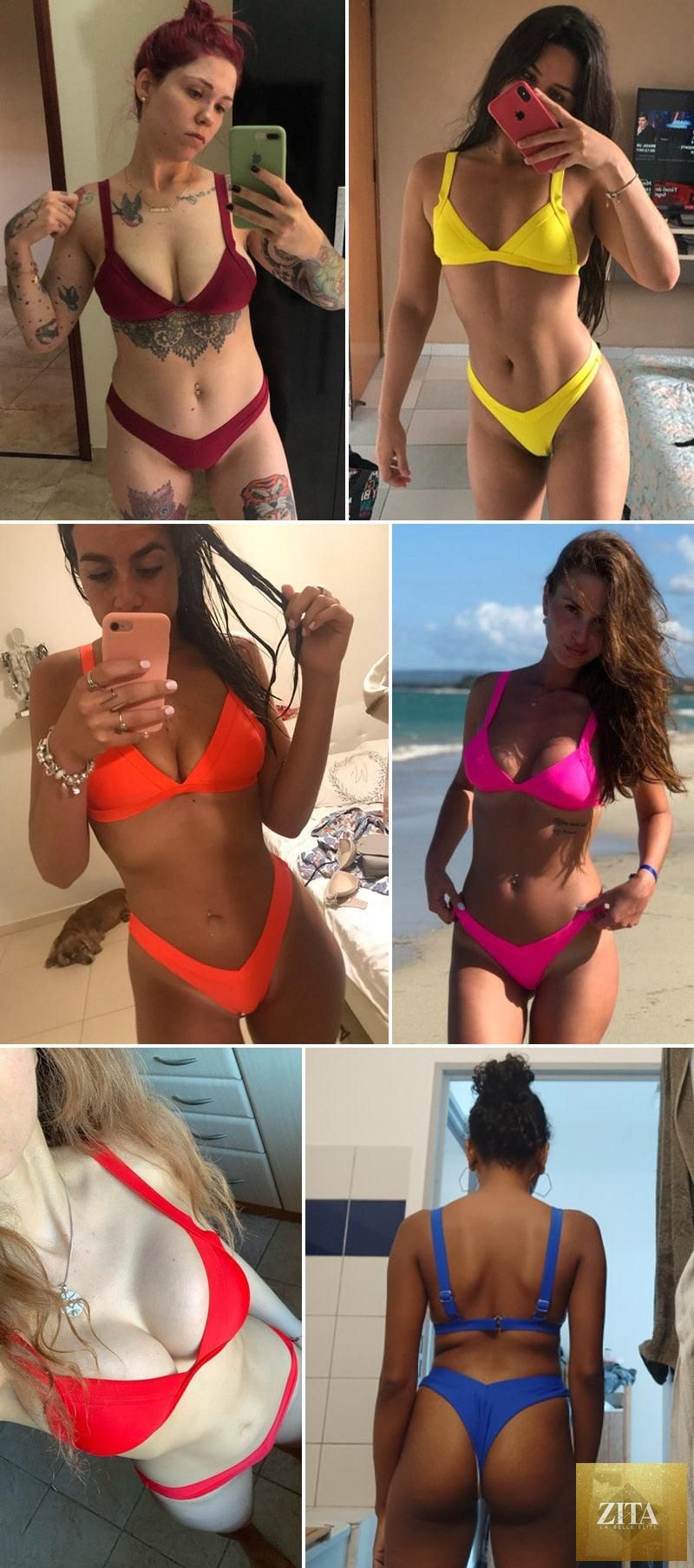 Stevvex solid women's bikini swimsuit with halter top, push-up design, patchwork pattern, high-leg cut, ideal for summer beach swimming.